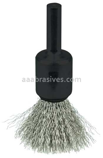 Weiler 10013V Crimped Wire End Brush 1/2" .006" Stainless Steel Fill Vending Ready
