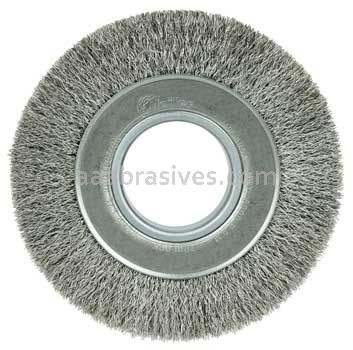 Weiler 03510 6" Wide Face Crimped Wire Wheel .0118" Stainless Steel Fill 2" Arbor Hole