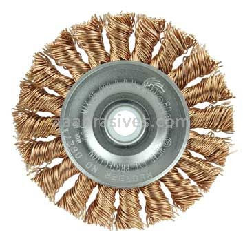 Weiler 08271 3" Standard Twist Knot Wire Wheel .020" Bronze Fill 1/2"-3/8" Arbor Hole