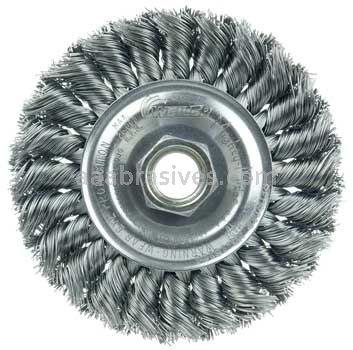 Weiler 13106 Standard Twist Knot Wire Wheel 4" .014" Steel Fill 5/8"-11 UNC Nut