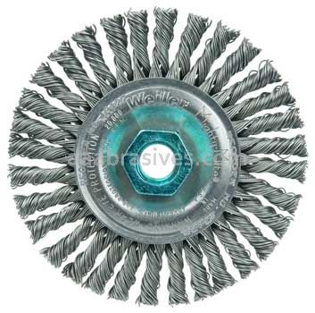 Weiler 13127 Mini Roughneck 4" Stringer Bead Wire Wheel .020" Steel Fill M14x2.0 Nut