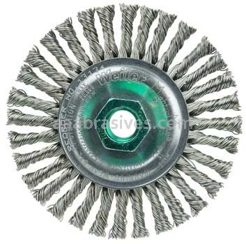 Weiler 13134 Mini Roughneck 4" Stringer Bead Wire Wheel .020" Stainless Steel Fill M14x2.0 Nut