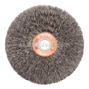 Weiler 16933 3" Small Diameter Crimped Wire Wheel .006" Stainless Steel Fill 1/2" Arbor Hole