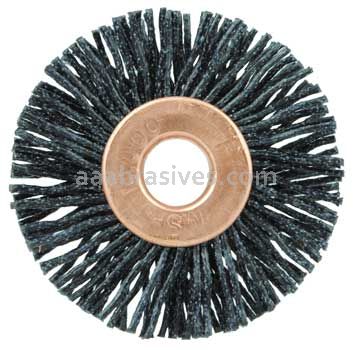 Weiler 17551 Burr-Rx 1-1/4" Small Diameter Wheel Brush .026/120 CG Crimped Fill 1/4" Arbor Hole