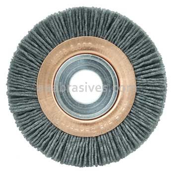 Weiler 31245 3" Heavy-Duty Narrow Face Nylox Wheel .040/80 SC Crimped Fill 5/8"-1/2" Arbor Hole