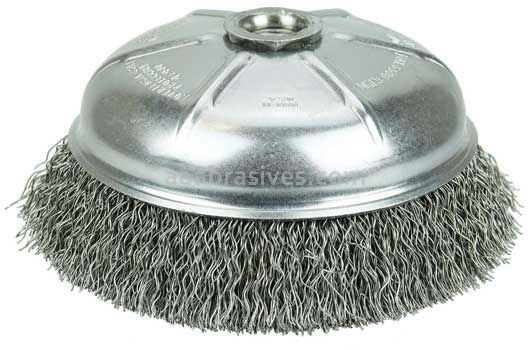 Weiler 14066 6" Crimped Wire Cup Brush .014" Steel Fill 5/8"-11 UNC Nut