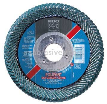 Pferd 67343 5x7/8 40 Grit Zirc Polifan Curve Large Flap Disc