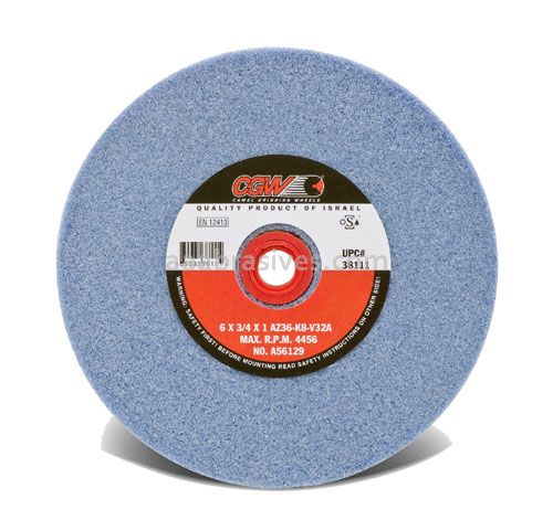 10x1x2, Grinding Wheel, T-1, Vitrified, AZ46-I8-V32A, Premium Blue A/O