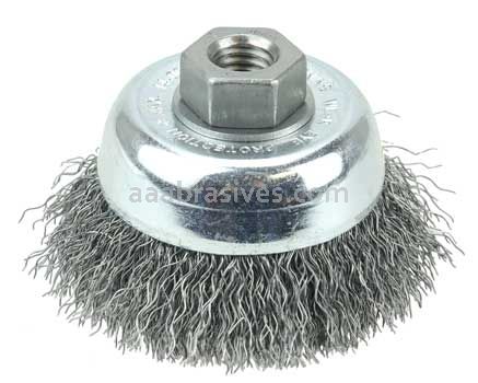 Weiler 36232 Wolverine 3" Crimped Wire Cup Brush .014" Steel Fill 1/2"-13 Arbor Hole