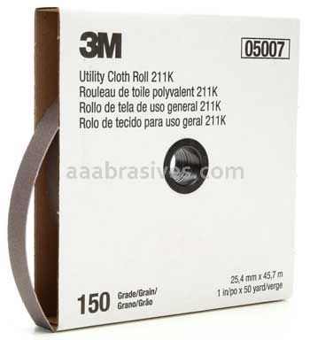 3M™ 7000118338 1 x 50 yds 150 Grit J-weight 211K Utility Cloth Roll