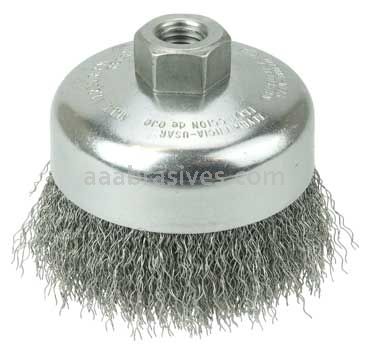 Weiler 14026 4" Crimped Wire Cup Brush .014" Steel Fill 5/8"-11 UNC Nut