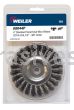 Weiler 08044P 4" Standard Twist Knot Wire Wheel .014" Steel Fill 1/2"-3/8" Arbor Hole Retail Pack