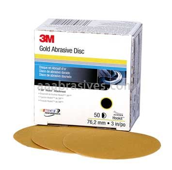 3M&trade; 7000119712 3" P220 Grit 216U Hookit&trade; Gold Sanding Disc 00916