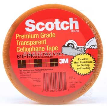 Scotch™ Light Duty Packaging Tape 610 Clear Heat Resistant 1-1/2 in x 72 yd 3M 7010338291