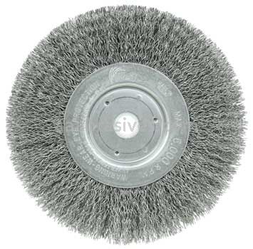 Weiler 01075 6" Narrow Face Crimped Wire Wheel .014" Steel Fill 5/8"-1/2" Arbor Hole