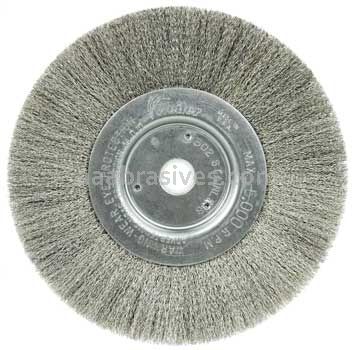 Weiler 01675 6" Narrow Face Crimped Wire Wheel .006" Stainless Steel Fill 5/8"-1/2" Arbor Hole