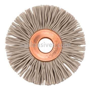 Weiler 16310 1-3/8" Small Diameter Nylox Wheel Brush .018/500 AO Crimped Fill 1/4" Arbor Hole