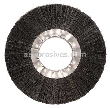 Weiler 20490 6" Nylon Wheel Brush .016" Crimped Black Fill 2" Arbor Hole