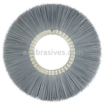 Weiler 20730 14" Nylox Metal Hub Wheel Brush .035/180 SC Crimped Fill 5-1/4" Arbor Hole