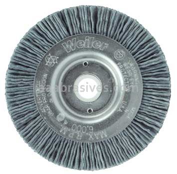 Weiler 31094 3" Narrow Face Nylox Wheel .040/120 SC Crimped Fill 1/2"-3/8" Arbor Hole