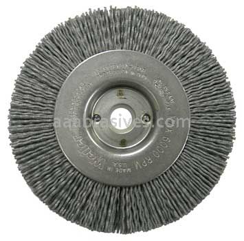 Weiler 31124 4" Narrow Face Nylox Wheel .040/120 SC Crimped Fill 1/2"-3/8" Arbor Hole