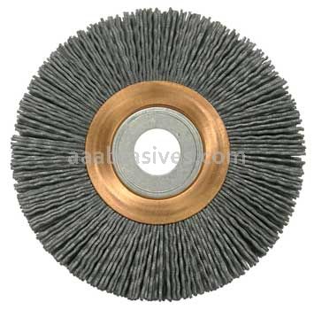 Weiler 31255 4" Heavy-Duty Narrow Face Nylox Wheel .022/320 SC Crimped Fill 5/8"-1/2" Arbor Hole