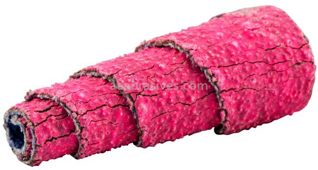 Norton 69957339790 1 x 1-1/2 x 1/8 60 Grit Ceramic Alumina Pink R928 Full-Tapered Spiral Roll
