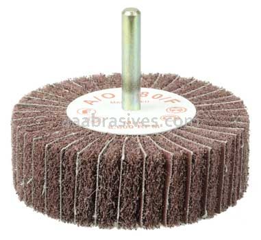 Weiler 54507 3" x 1" Non-Woven Stem-Mounted Interleaf Flap Wheel 180 AO 1/4" Stem