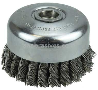 Weiler 94012 4" Double Row Knot Wire Cup Brush .023" Steel Fill 5/8"-11 UNC Nut