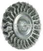 Weiler 17691 4" Stem-Mounted Knot Wire Wheel .014" Stainless Steel Fill 1/4" Stem
