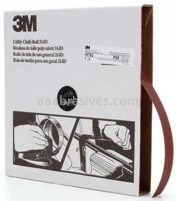 3M™ 7000118514 1 x 50 yds P80 Grit J-weight 314D Utility Cloth Roll