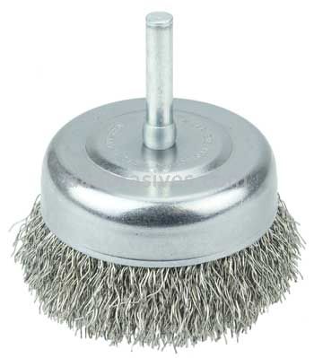 Weiler 14321 2-1/2" Crimped Wire Utility Cup Brush .014" Stainless Steel Fill 1/4" Stem