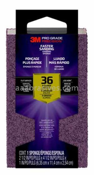 3M™ 7100170022 Pro Grade Precision™ Faster Sanding Block Sponge 2-1/2x4-1/2x1 36 Grit X-Coarse