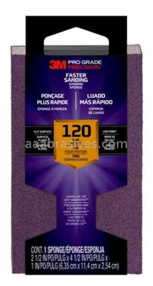 3M™ 7100170034 Pro Grade Precision™ Faster Sanding Block Sponge 2-1/2x4-1/2x1 120 Grit Fine
