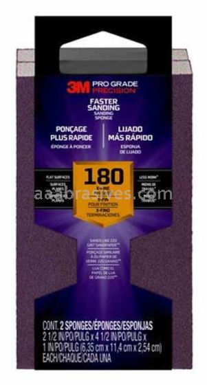 3M™ 7100170035 Pro Grade Precision™ Faster Sanding Block Sponge 2-1/2x4-1/2x1 180 Grit
