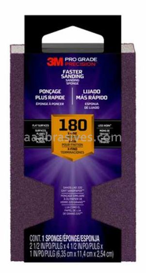 3M™ 7100170037 Pro Grade Precision™ Faster Sanding Block Sponge 2-1/2x4-1/2x1 180 Grit X-Fine