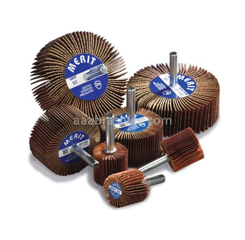 3 x 1/2 x 1/4  120 Merit Super Finish Mini Grind-O-Flex Small Diameter Flap Wheels With 1/4" Steel Shank
