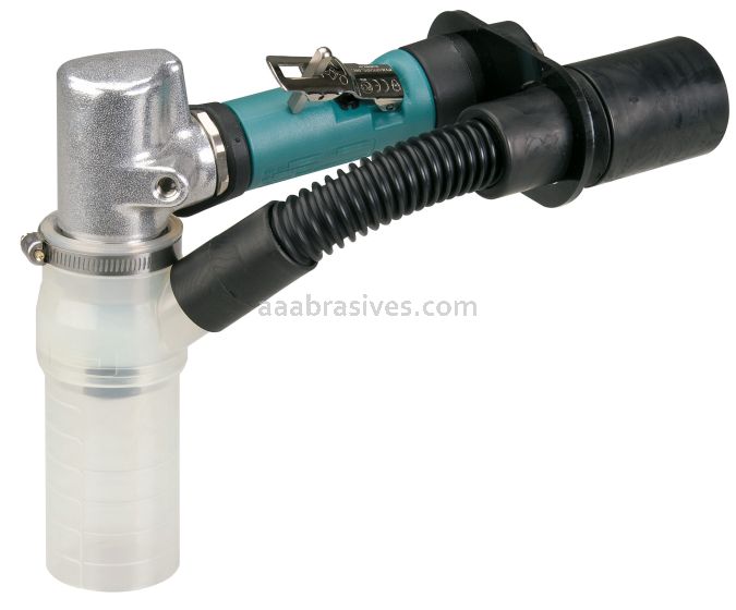 Dynabrade 56739 .7 hp 7 Degree Offset Die Grinder 18,000 RPM, Gearless, Central Vacuum Rear Exhaust Extended Muffler