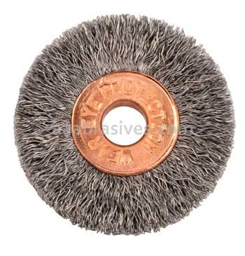 Weiler 16511 1-1/4" Small Diameter Crimped Wire Wheel .006" Stainless Steel Fill 1/4" Arbor Hole