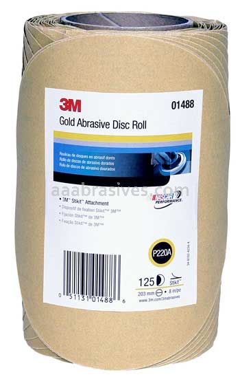 3M™ 7010327736 8” P220 Grit Stikit™ Gold Disc Roll