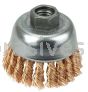 Weiler 13299 2-3/4" Single Row Knot Wire Cup Brush .020" Bronze 5/8"-11 UNC Nut