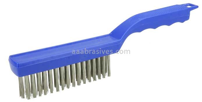 Weiler 44299 Hand Wire Scratch Brush .012 Stainless Steel Fill 4 x 16 Rows Plastic Block