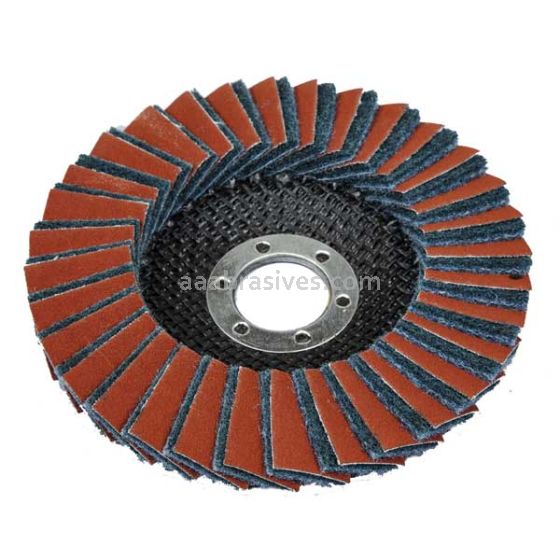 4-1/2x5/8-11 Very Fine/Blue Interleaf Flap Disc Type 29 Angled