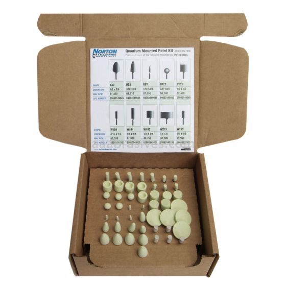 Norton 1/8" Spindle /Quantum 3NQ80-OVS/50 pc Premium Norton MTD POINT KIT /Mounted Point Kits