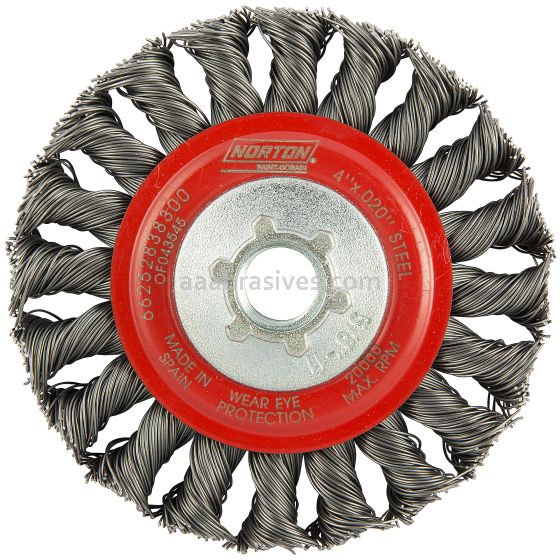 Norton 4 x .020 x 5/8-11/Carbon Steel//Standard Twist Knot Wire Wheel Brushes - For Steel