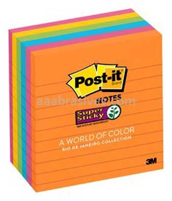 Post-it™ Super Sticky Notes 675-6SSUC 4 in x 4 in Rio de Janeiro Collection 3M 7010372294