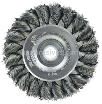 Weiler 09104 3" Standard Twist Knot Wire Wheel .0118" Steel Fill 1/2"-3/8" Arbor Hole