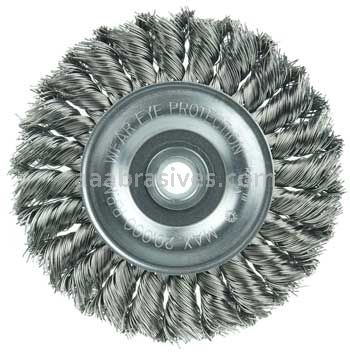 Weiler 36226 Wolverine 4" Knot Wire Wheel Standard Twist .014" Steel Fill 1/2"-3/8" Arbor Hole
