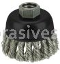 Weiler 13258 2-3/4" Single Row Knot Wire Cup Brush .020" Stainless Steel Fill 5/8"-11 UNC Nut