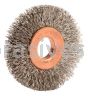 Weiler 16712 1-1/2" Small Diameter Crimped Wire Wheel .008" Stainless Steel Fill 3/8" Arbor Hole
